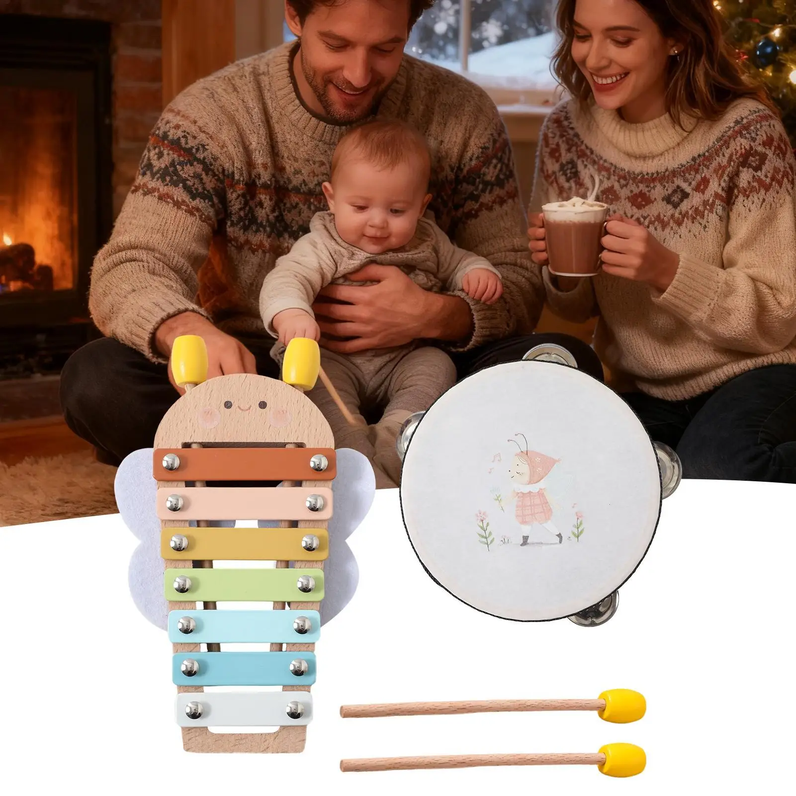 Houten xylofoon voor kinderen Educatief speelgoed Muziekinstrument 6-12 maanden Jongens Meisjes Verjaardag Kerst Speelkamer