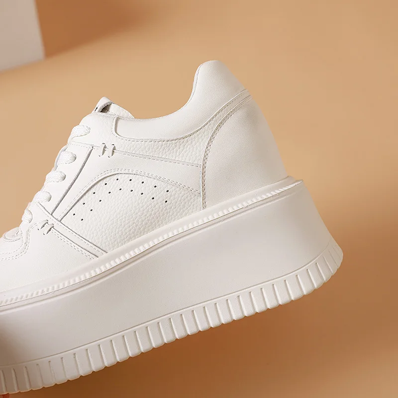 Diseño Original 2025, primavera, nuevas zapatillas deportivas informales de estilo diario para mujeres y adolescentes, vestido blanco, zapatos con aumento de altura de 8cm