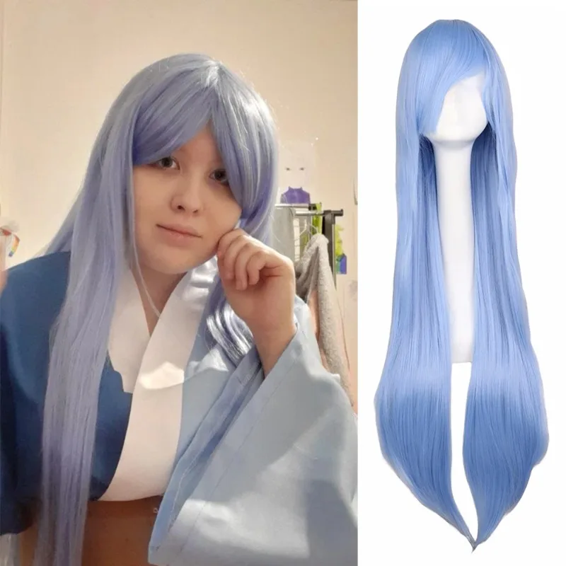 Cosplay Wig 80cm Long Straight Multicolored Heat Resistant Synthetic Hair for Anime Cos Halloween Party