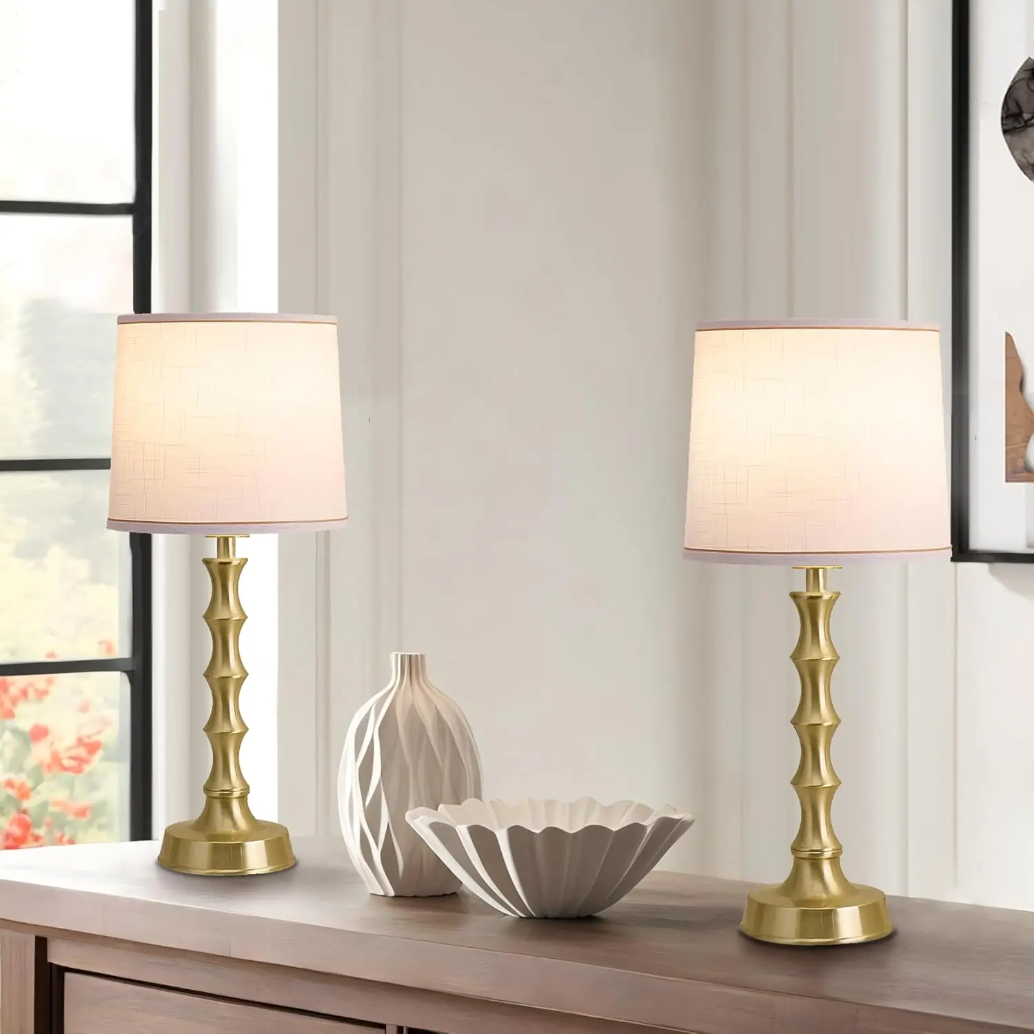 

24"" Small Table Lamp For Bedroom, Gold Bedside Lamps For Nightstand Set Of 2, Small Gold Lamps For Living Room Set Of 2,