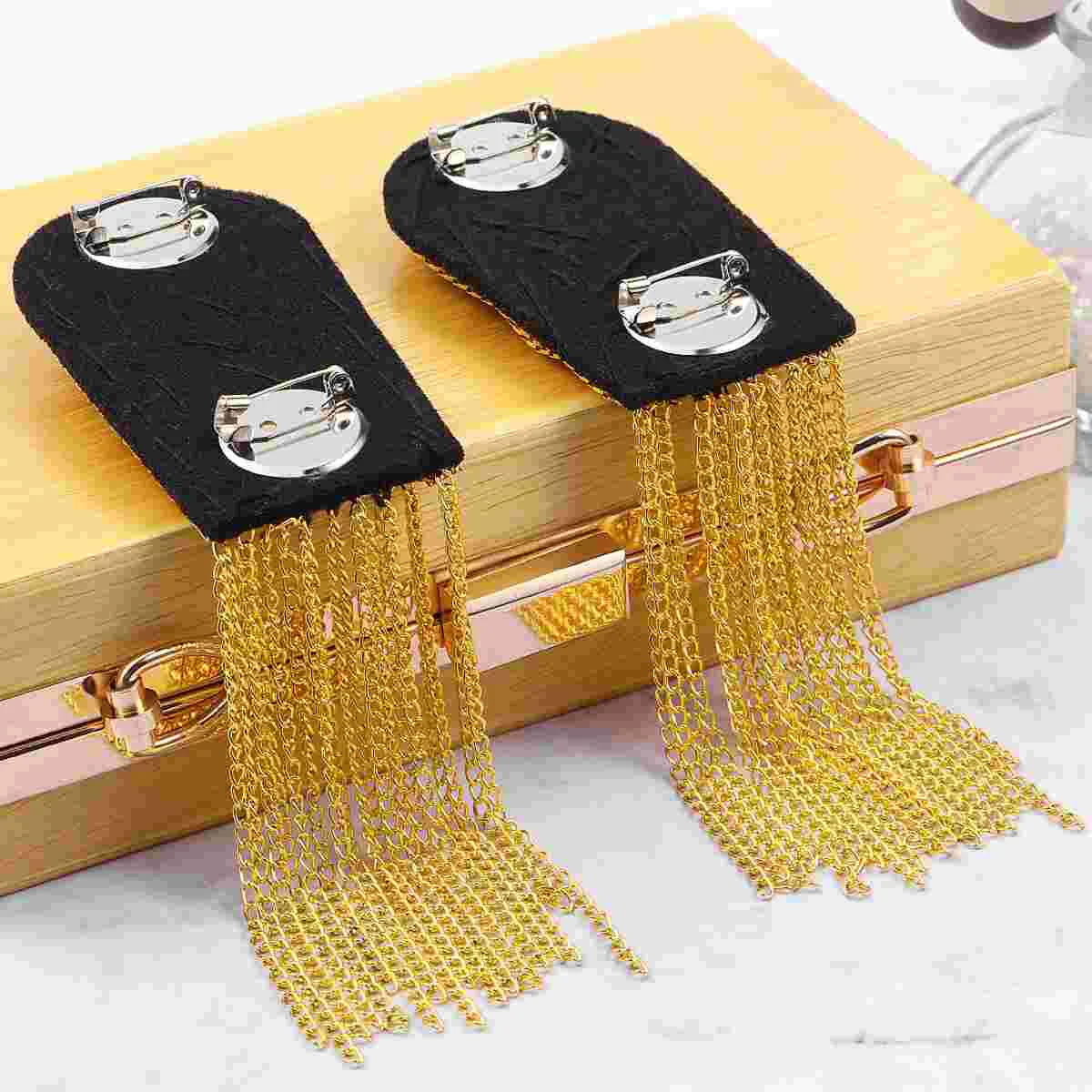 Gold Shoulder Tassels Costume Jewelry Trendy Accessories Pads Fringe Star Epaulet Link Chain Badge