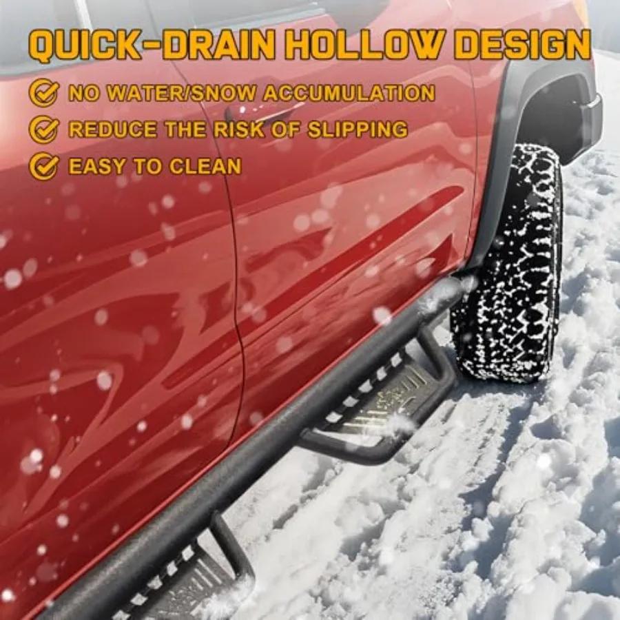 خطوات جانبية منسدلة 5.5 بوصة لـ 2025 2026 Toyota 4Runner بدون تنانير جانبية قطعة واحدة قضبان خطوة سوداء مصنوعة من الفولاذ الكربوني #5