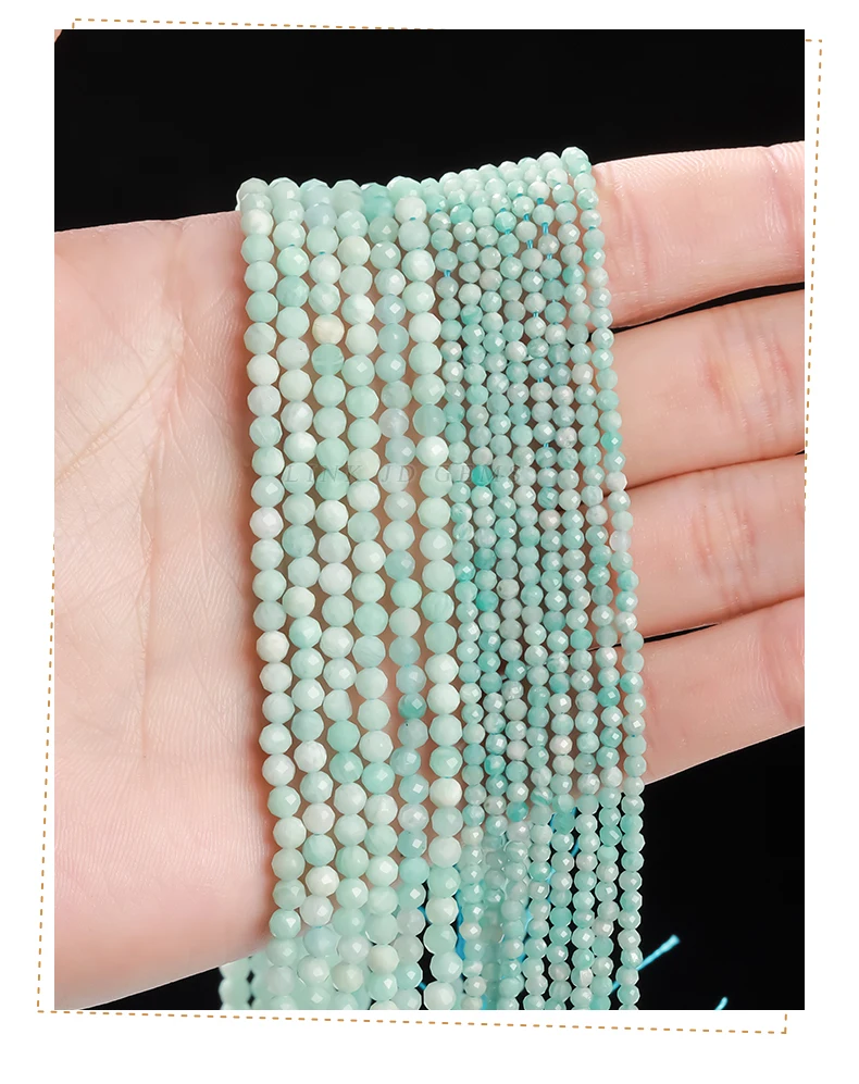 Großhandel Natürliche Facettierte Amazonit-Perlen 2 3 4mm Lose Zwischenperlen für Schmuckherstellung DIY Halskette Armband Zubehör – Detail 6