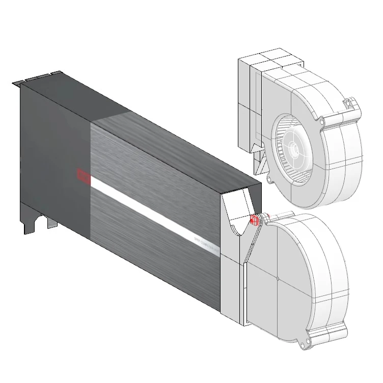 For Haiguang K100-AI calculation card/H200 graphics card universal high power 9733 turbine active fan radiator