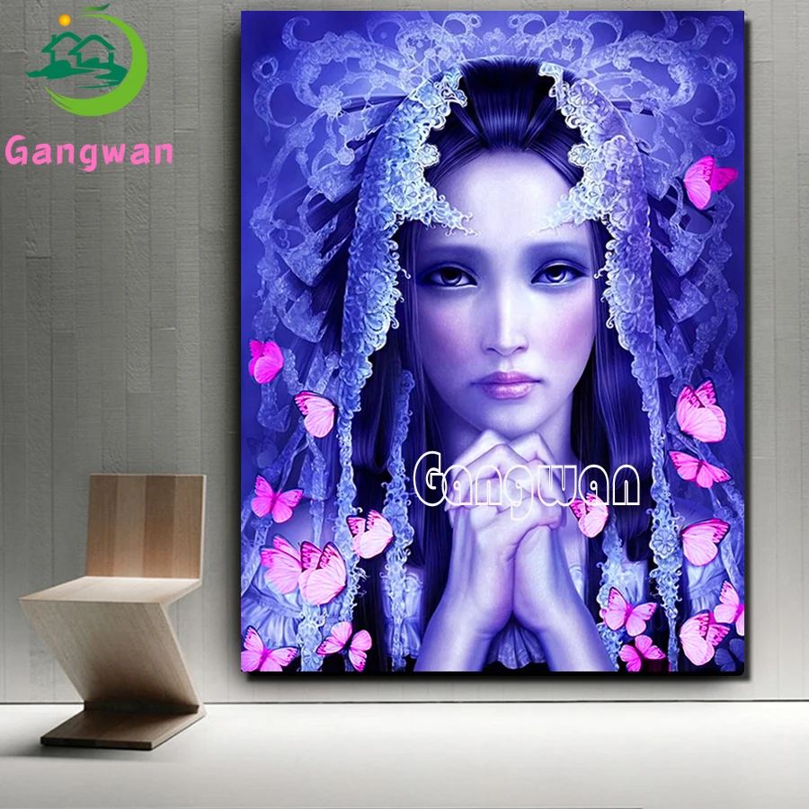 Diamond Painting prayer butterfly woman Cross Stitch Diamond Embroidery beauty girl Decoration Full Drill Handmade picture decor