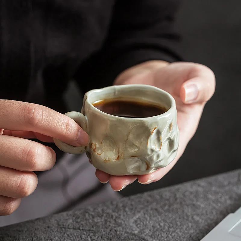 European Ceramic Vintage Coffee Mug Creative Stoneware Hand Pulled Coffee Latte Cup Milk Mug Afternoon Camellia Flower Tea Cup