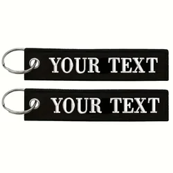 Personalize Webbing Aviation Bag Keyring Customize Logo Motorcycle Keychain Print Name Number Embroidery Ribbon Key Chain Strap