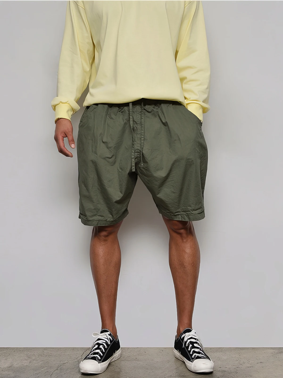 

Qui Dry Men's orts Summer American Retro Lightweight Breathable Casual Dstring Five-Quarter Pants Workwear Comfortable