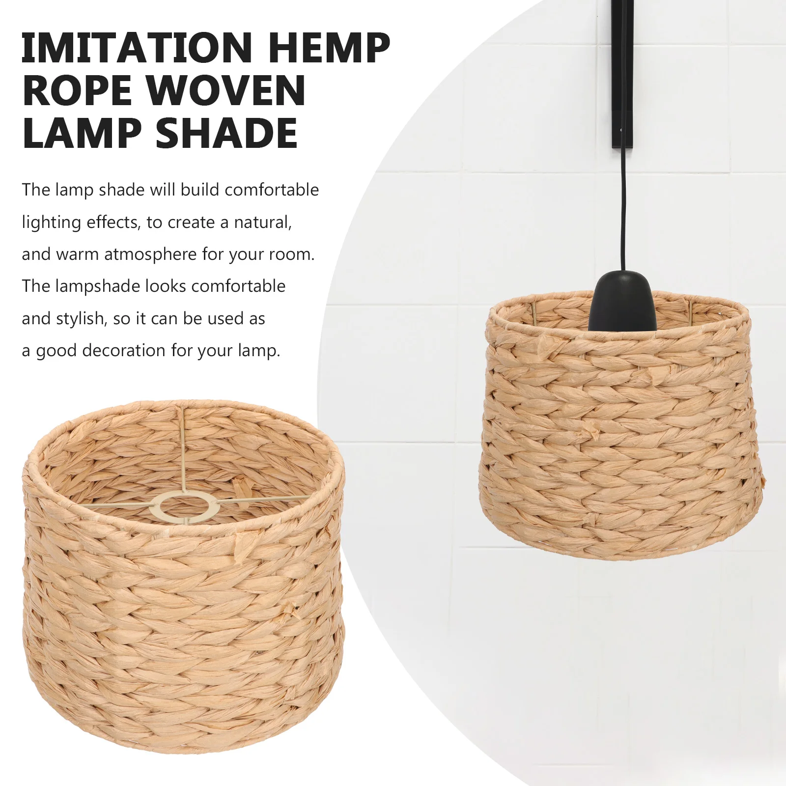 

Woven Paper String Lantern Lampshade Ceiling Light Cover Hanging Lamp Shade Natural Diffuse Lighting Cover