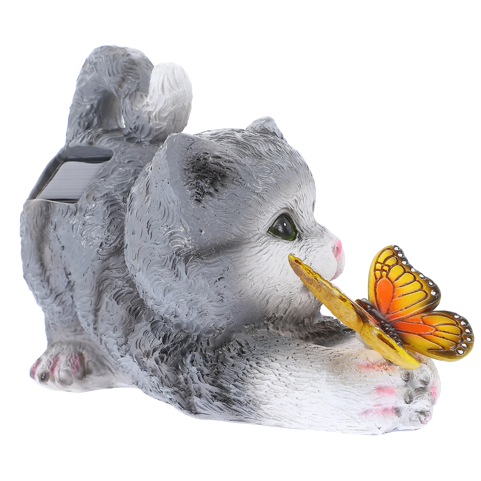 

Resin Cat Statue Lifelike Kitten Figurine Decorative Garden naments Courtyard Lamp Realistic Shape Desktop