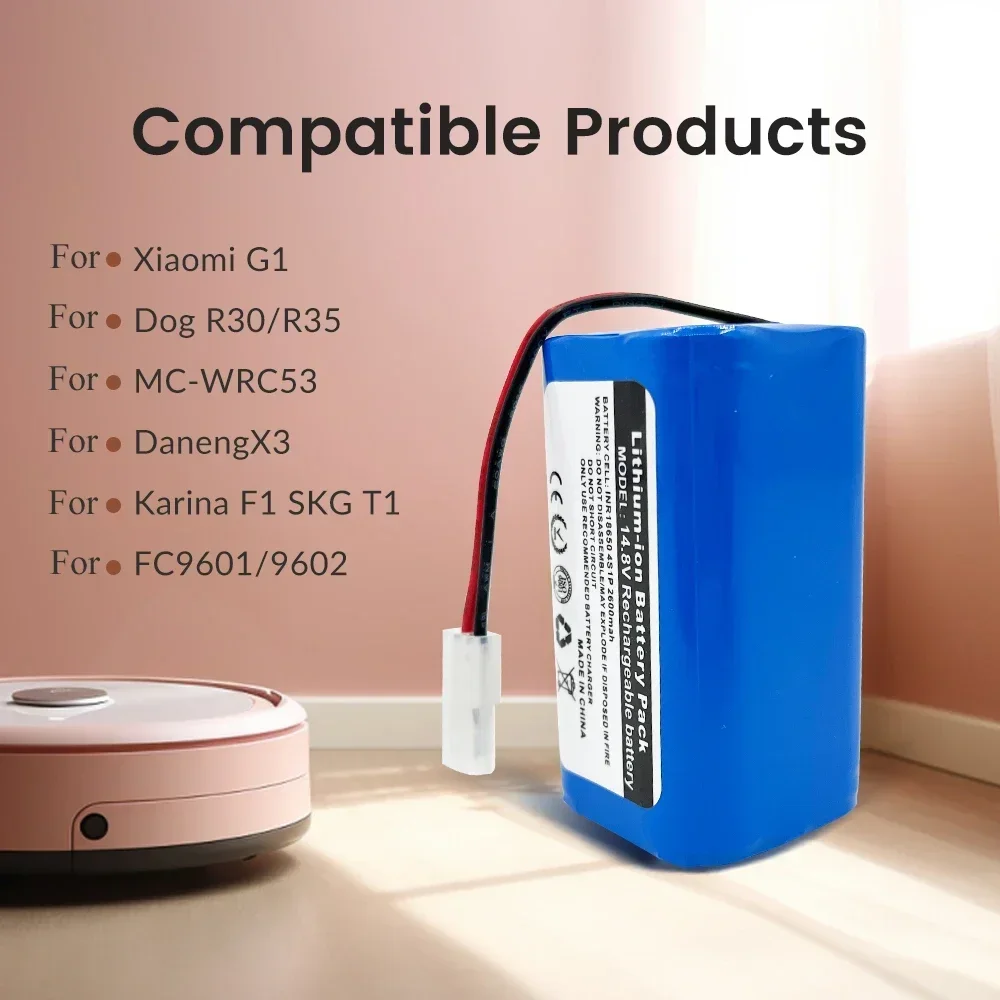 Nouvelle H18650CH-4S1P 14.4V 2600mAh Eddie ion batterie, Pour XIAOMI MIJIA Mi Robot aspirateur-vadrouille Essential G1 MJSTG1,SKV4136GL R30 R35