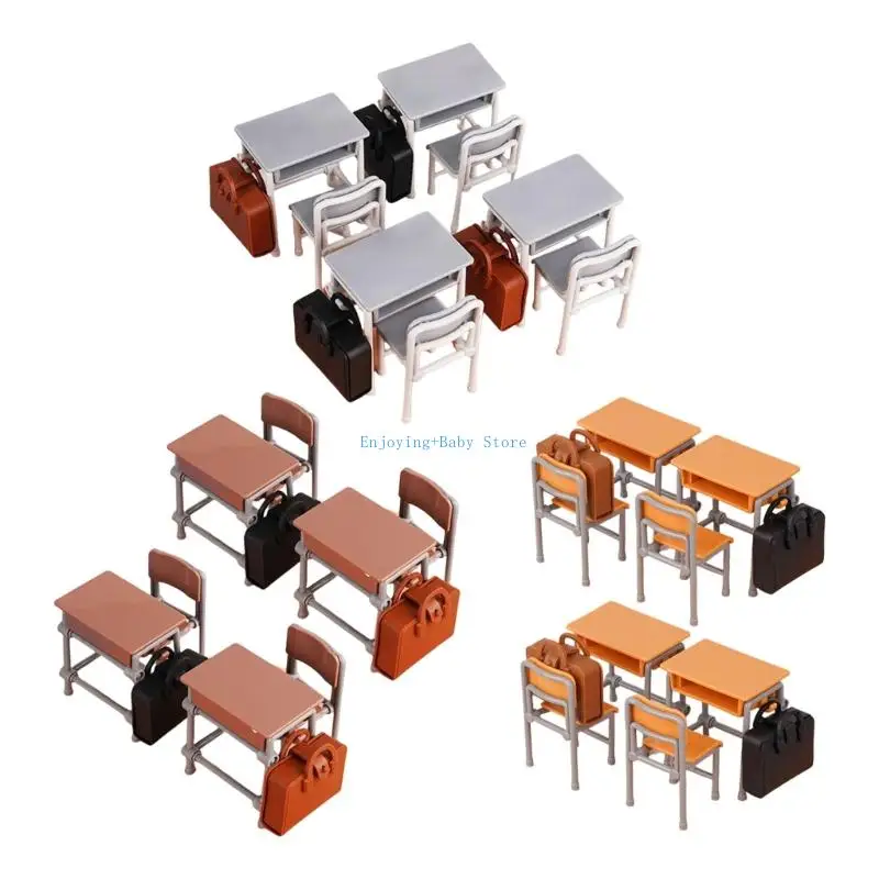 

770B Detailed 1:12 Dollhouses School Scene Including Desk Chairs Accessories