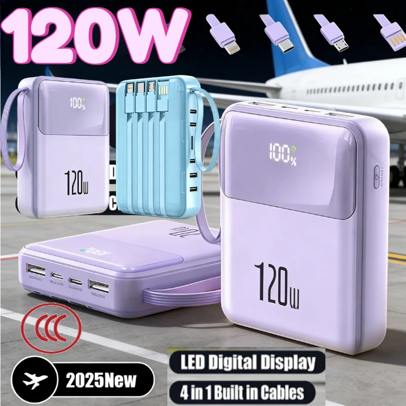 

2025 New 20000mAh Portable Power Bank 120W Fast Charging Mobile Power External Battery PowerBank for IPhone Samsung Xiaomi
