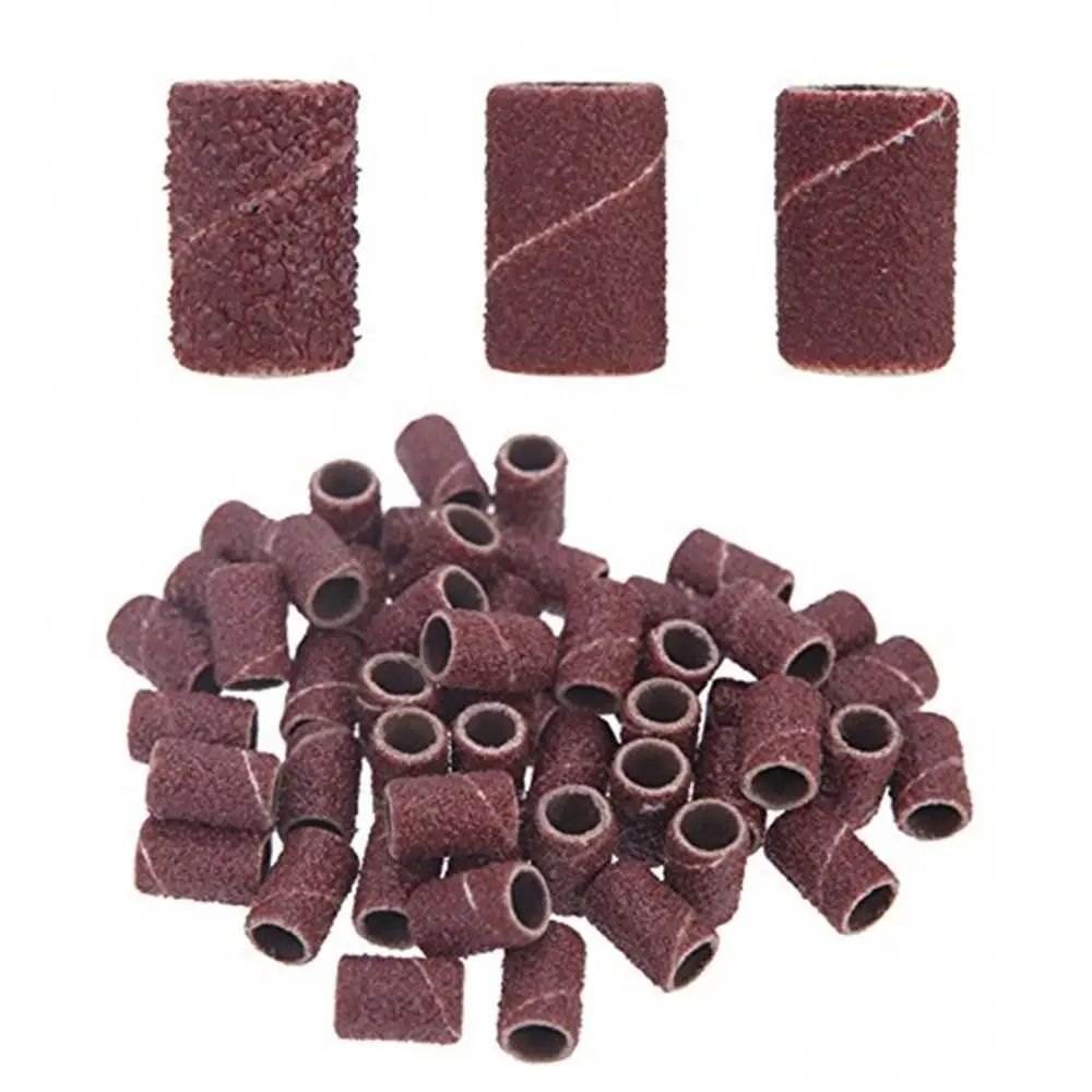 100Pcs Sanding Band Drill File Machine Bits Grinding Ring Nail Art DIY Tool Set Sand Bands Bits 80