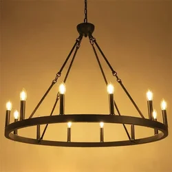 Modern Retro Round Led Pendant Lights Black Ceiling Chandelier Living Room Restaurant Decoration Lighting Hanging Lamps Fixtures