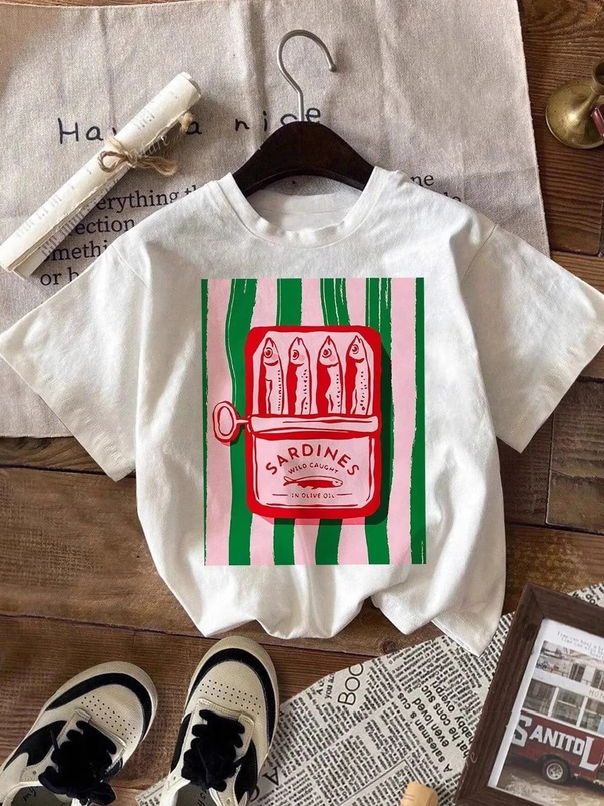 

Женская футболка оверсайз JHYF в американском ретро-стиле с принтом, свободного кроя, из хлопка, для уличного стиля, летний топ