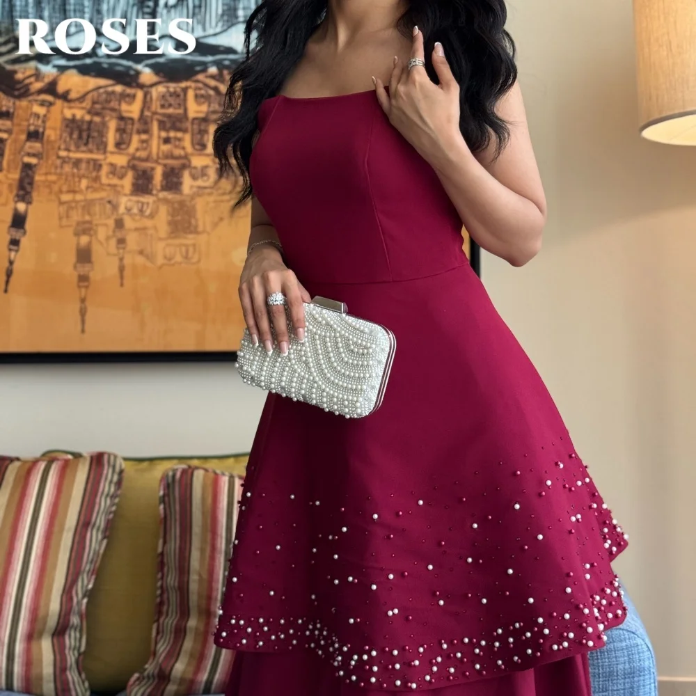 فستان حفلات من الساتان باللون الفوشيا بدون حمالات فستان حفلة موسيقية متدرج مطرز بالخرز فستان سهرة لحفلات الزفاف مع ثنيات رداء de soirée مخصص #1