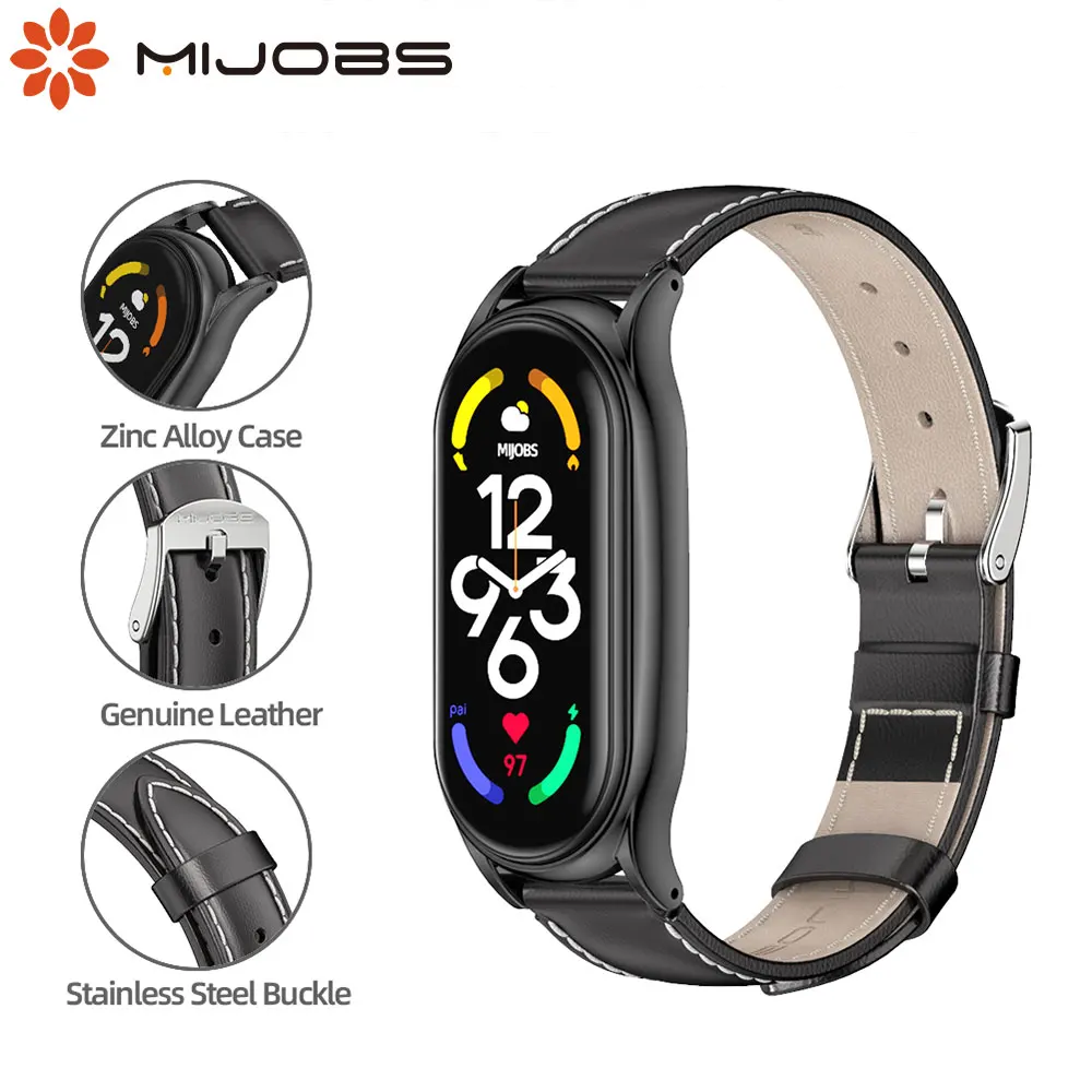 Mi Band 10 9 8 7 6 5 Strap Leather Bracelet For Xiaomi Smart Band 9 Smart Watch Miband 8 Wrist Strap