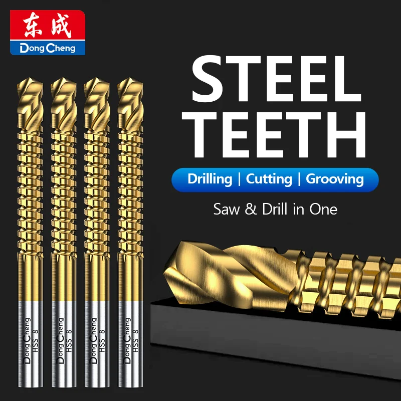 Twist Drill Bit 135 Degree Split Point HSS Titanium Serrated Twist Drill Bit Round Shank Metal Drilling 3 4 5 6 6.5 8mm Set