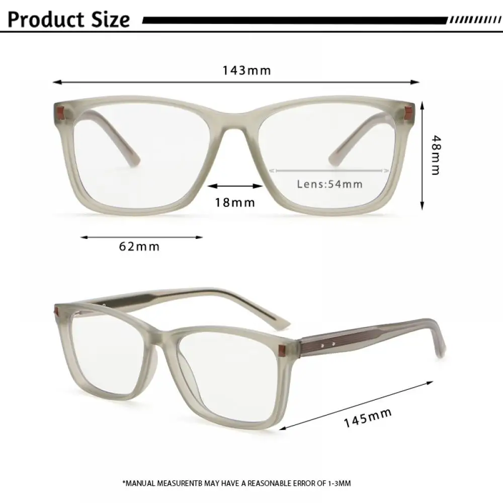 CATERSIDE Unisex Optische Brillen Individuell Angepasste Eckige Gläser Korrekturbrillen Modische Outdoor-Fahr- und Lesebrillen – Detail 4
