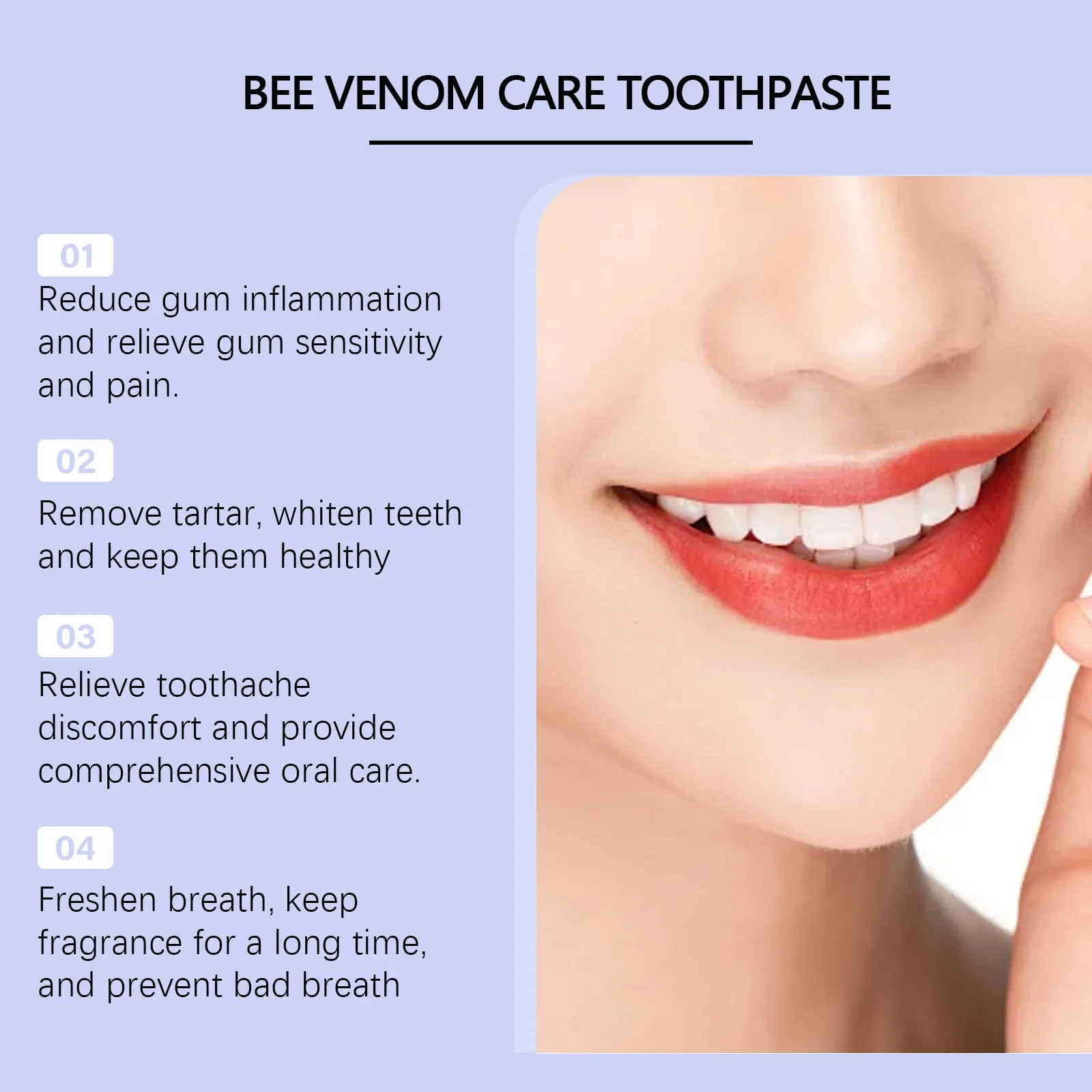 Pasta de dientes de Venom de abeja, cuidado bucal, limpieza suave y profunda de manchas de dientes, eliminación de sarro, eliminación de olores, blanqueamiento dental