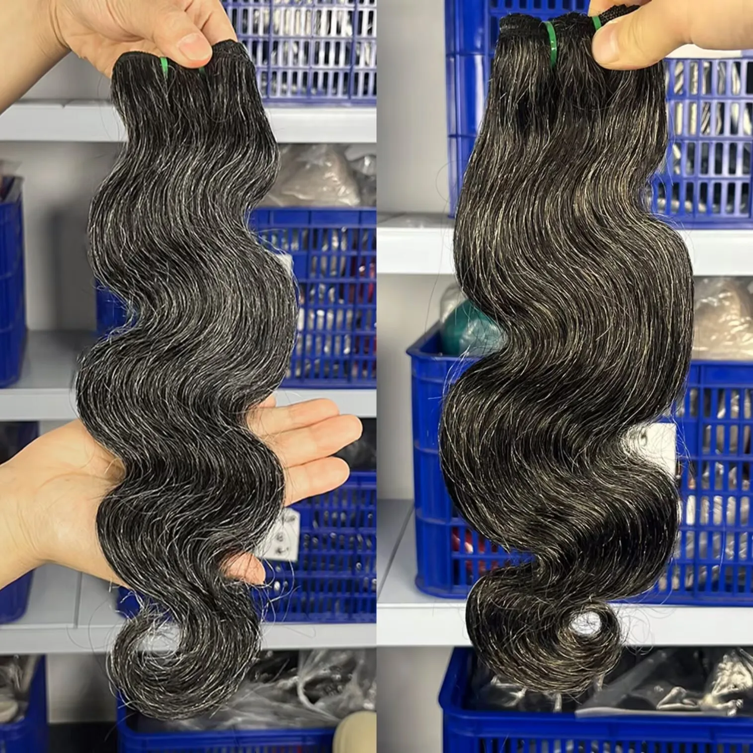 Salt and Pepper Human Hair Bundles P1B/Gray Body Wave Human Hair Bundles Natural Gray-White Color Human Hair Extensions