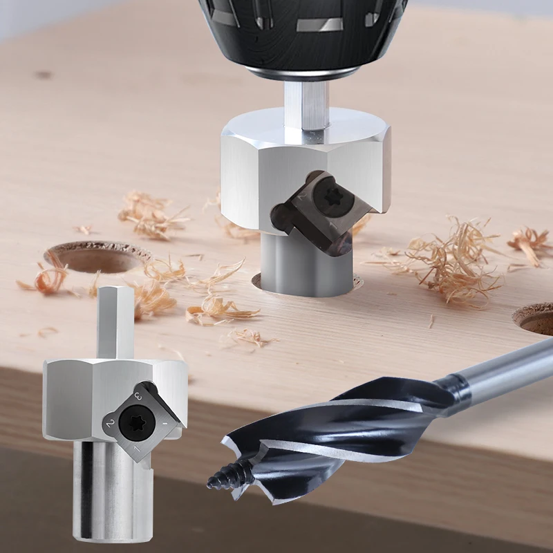 

Trimmer 20mm Drill Bit with T10 Alloy Blade for Dog Hole Shaping TrimmingDog Hole Chamfer Tool Set Aluminum Alloy Deburring