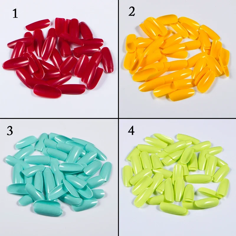 500PCS Oval False Nail Tips Ending Sky Blue Colors Acrylic Fake Nails French Nail Art Design Tips DIY Women Decoration