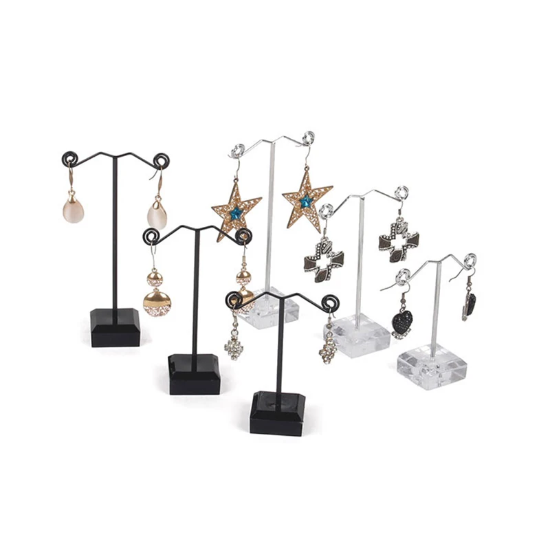 

3 Pcs/set Mini Acrylic Base Metal Earring Display Stand Jewelry Display Shelf Organizer Earring Holder