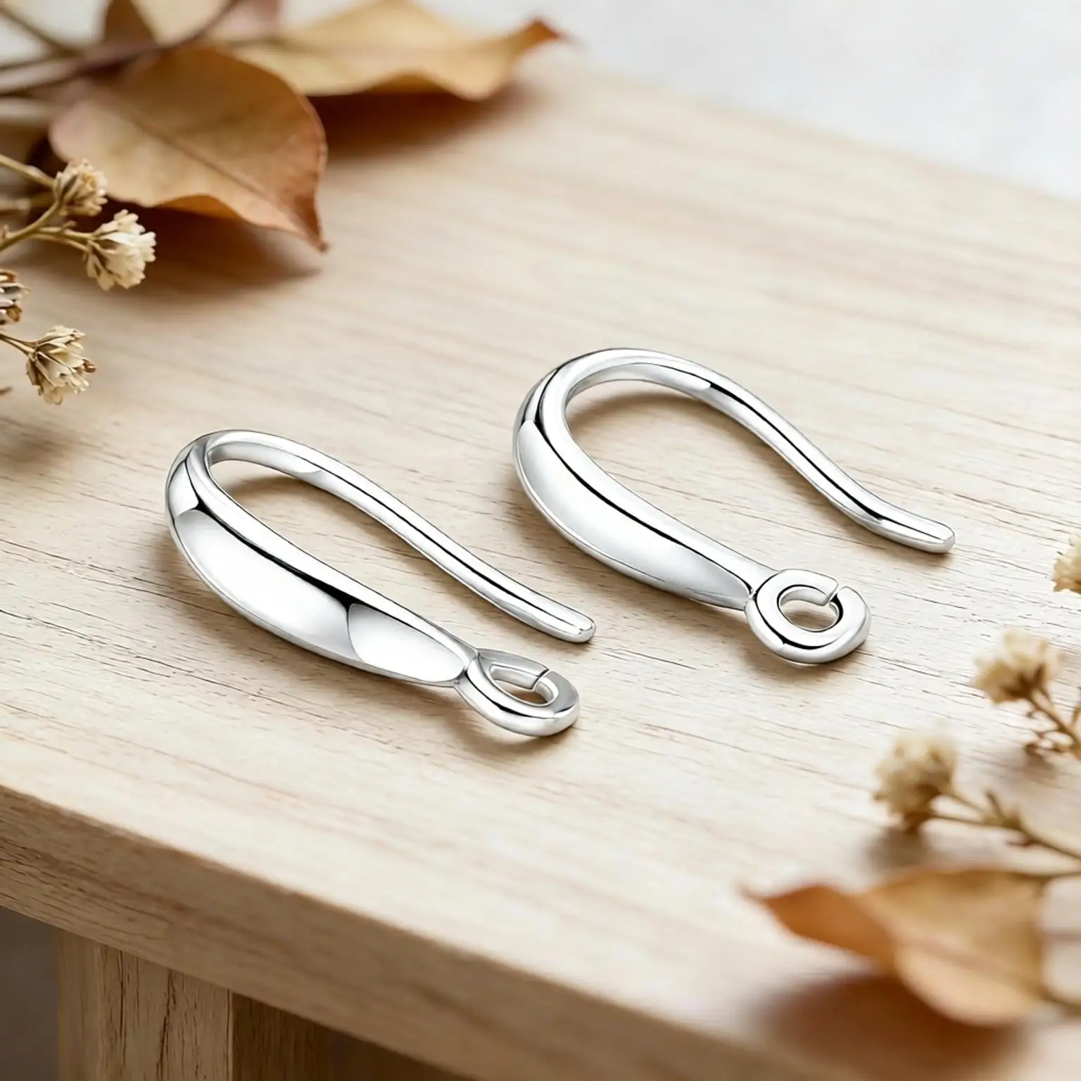 100Pcs Genuine 925 Sterling Silver U-shaped Ear Hook Hoop Earrings for Women Men Anniversary Party Fashion Jewelry Accessories