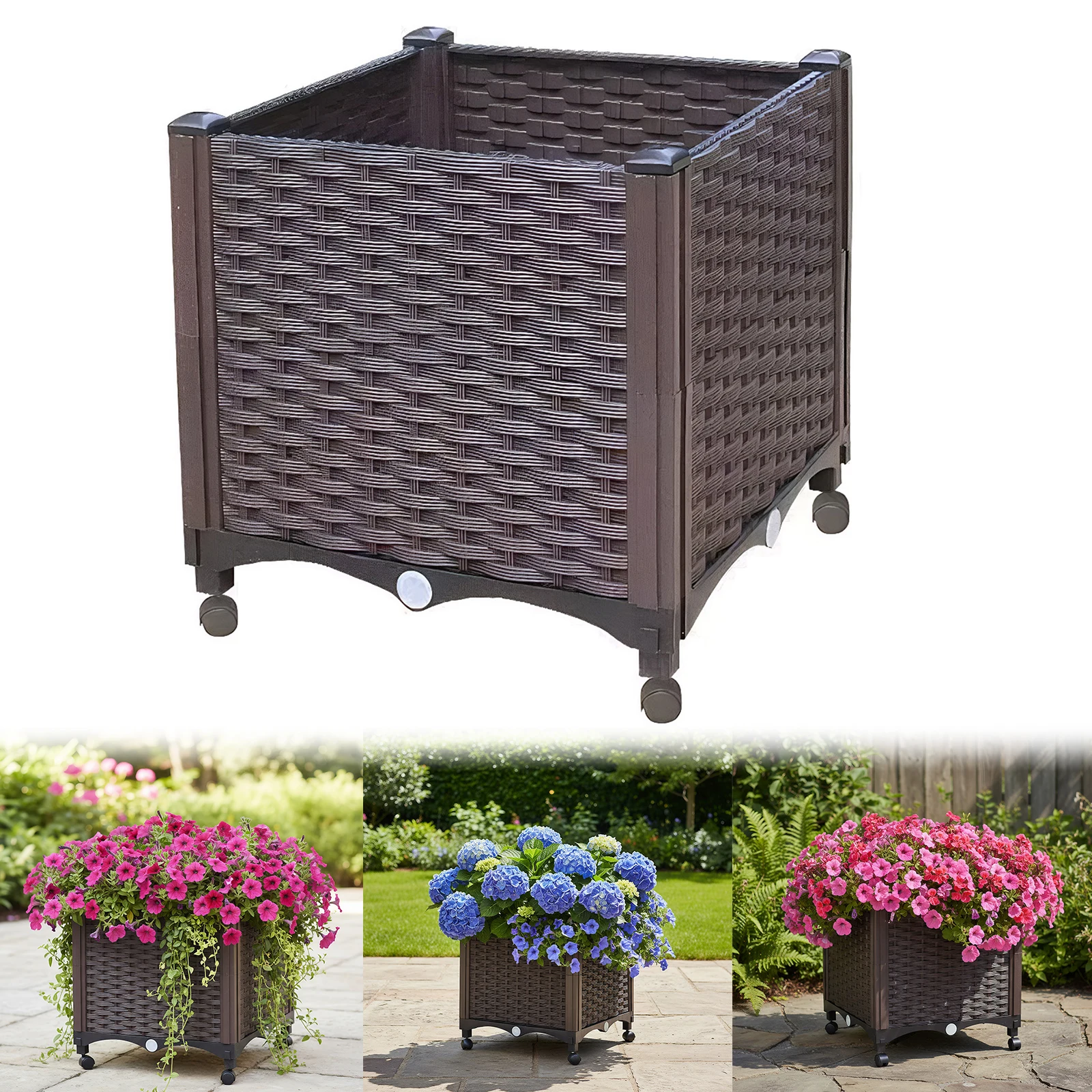 

Приподнятые грядки с дренажным клапаном для сада, патио, балкона (E)