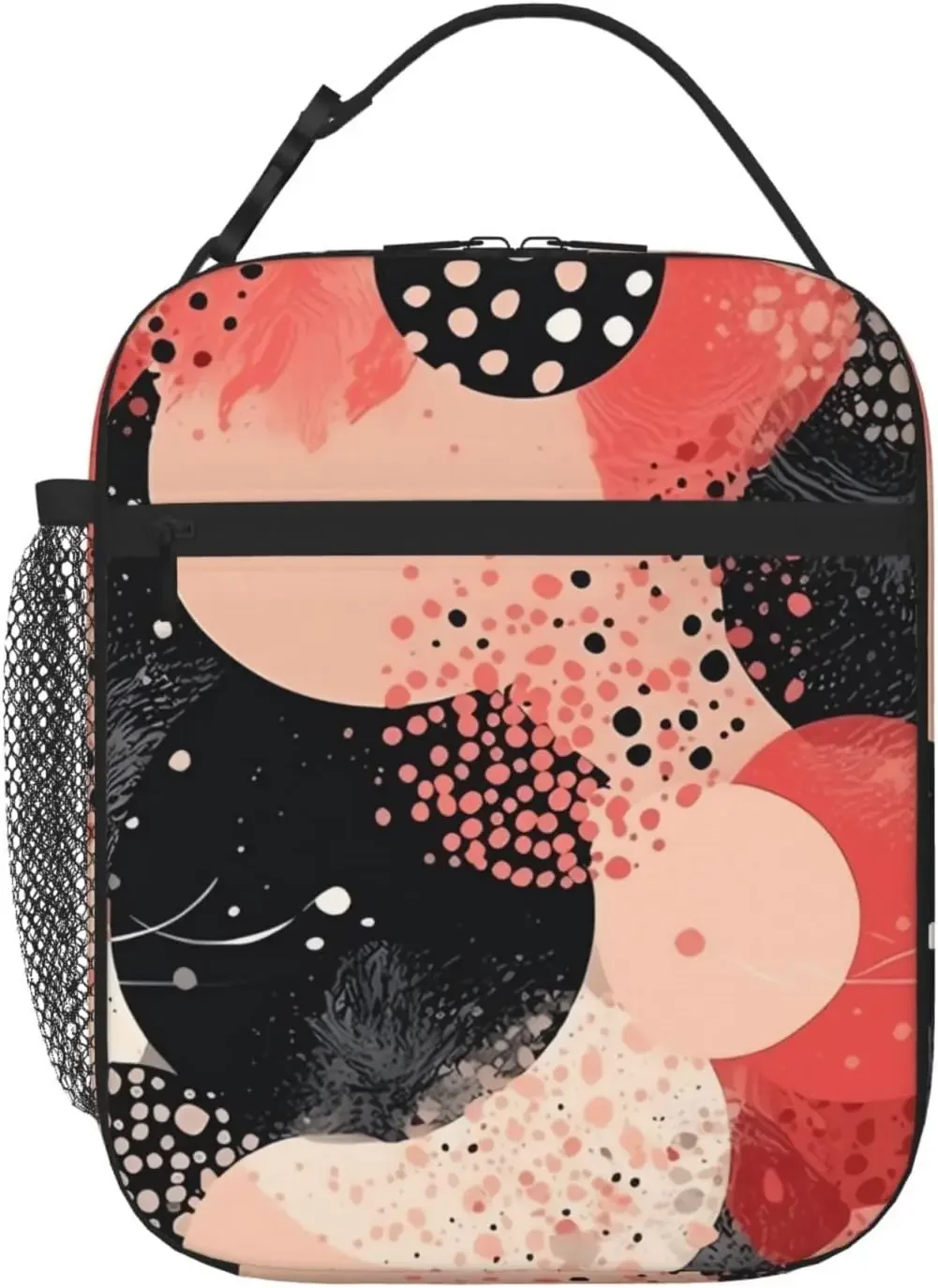 

Insulated Lunch Bag Lunch Box for Women Men White Abstract Circle Lunchbox Lunch Tote Bag for Work Picnic