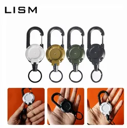 Automatic Retractable Wire Rope Tactical Keychain Outdoor Hiking Heavy Duty Anti-theft Telescopic Carabiner Hook Backpack Buckle