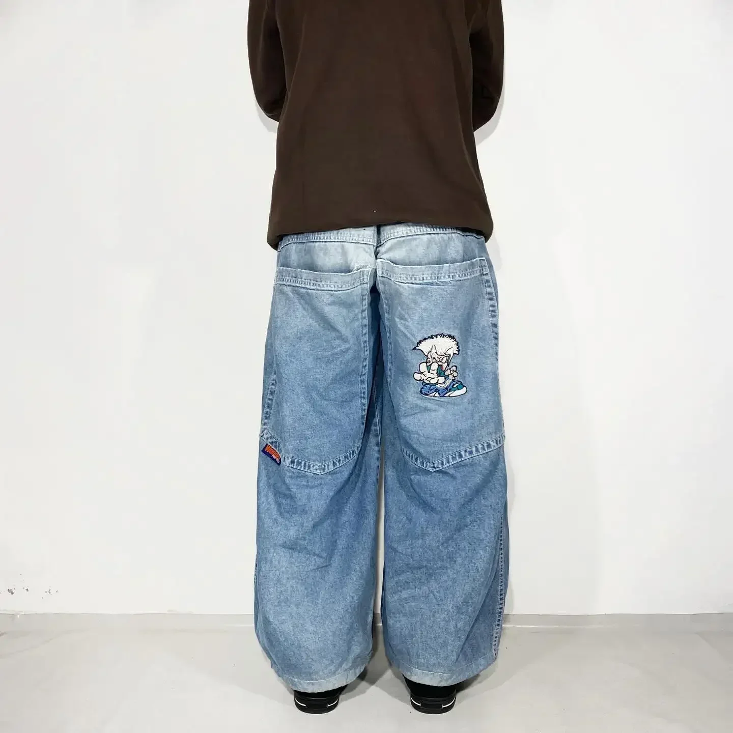 Jean Délavé Bleu pour Homme, Pantalon à Jambes Larges, Style Rétro Américain, Hip Hop, Harajuku, Décontracté, Taille Haute, Style Cowboy, Nouvelle Collection, Y2K