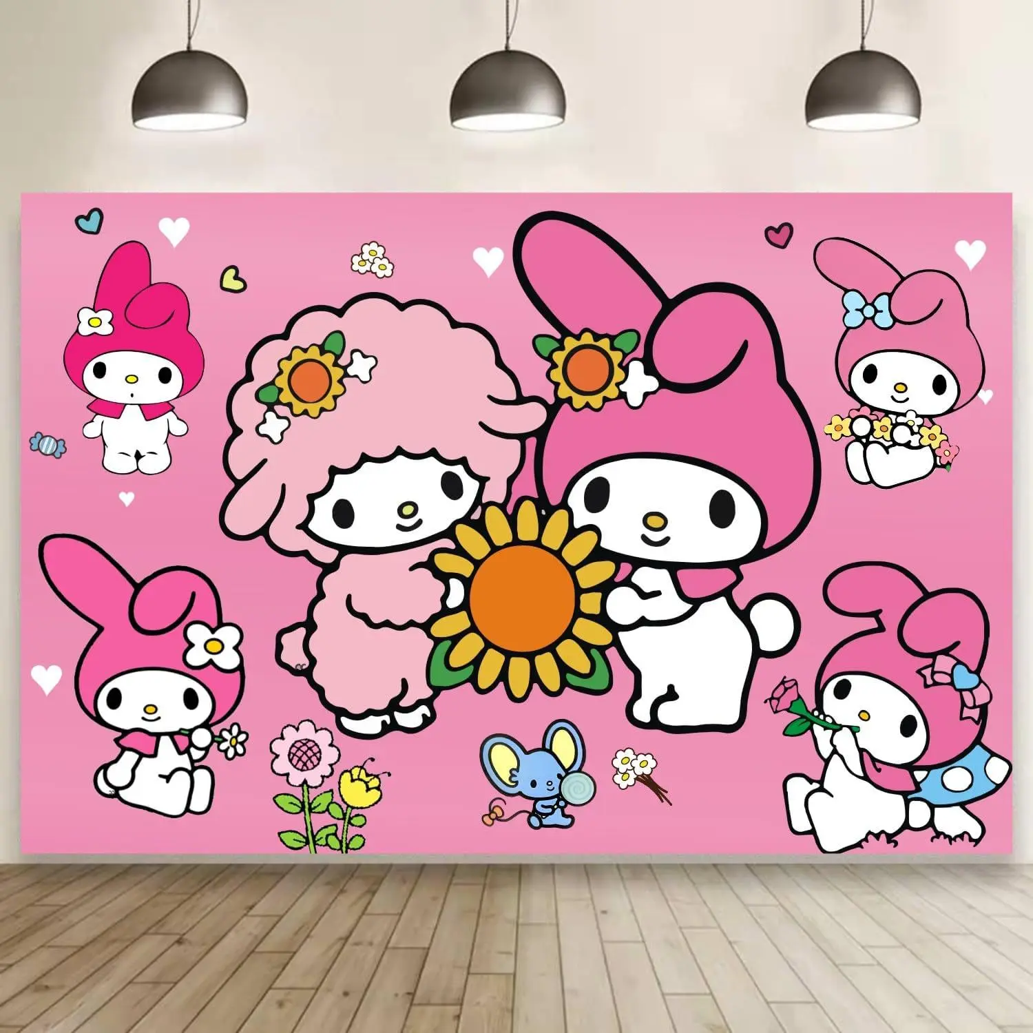 Melody Background Cloth Birthday Party Decoration Supplies Scene Decoration Sanrio Photography Background Birthday Banner