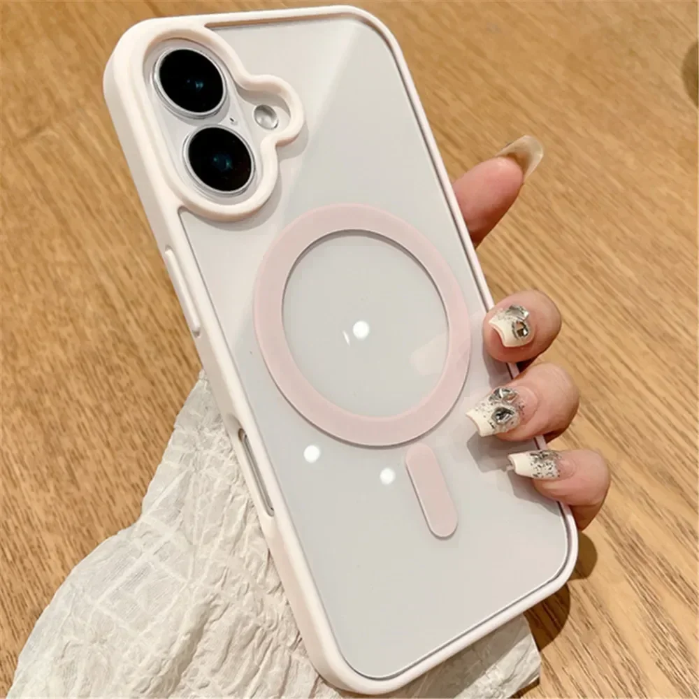 Fashion Clear Magnetic For Magsafe Wireless Charge Case For iPhone 16 15 14 Plus 13 12 Mini 11 Pro Max XS Max XR Acrylic Cover