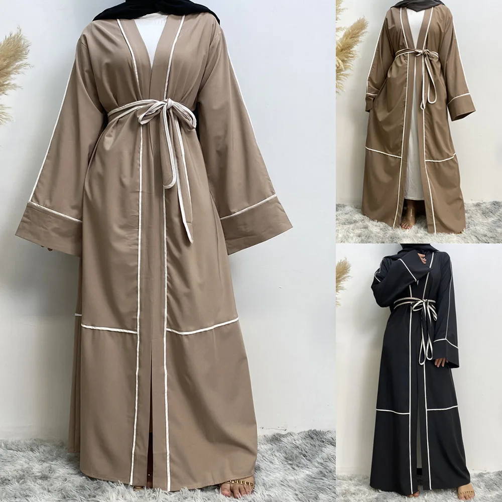 

Open Abaya Dubai Kaftan Muslim Kimono Cardigan Robes Longue Musulmane Femme Arabic Dress Abayas For Women Turkey Islam Clothing