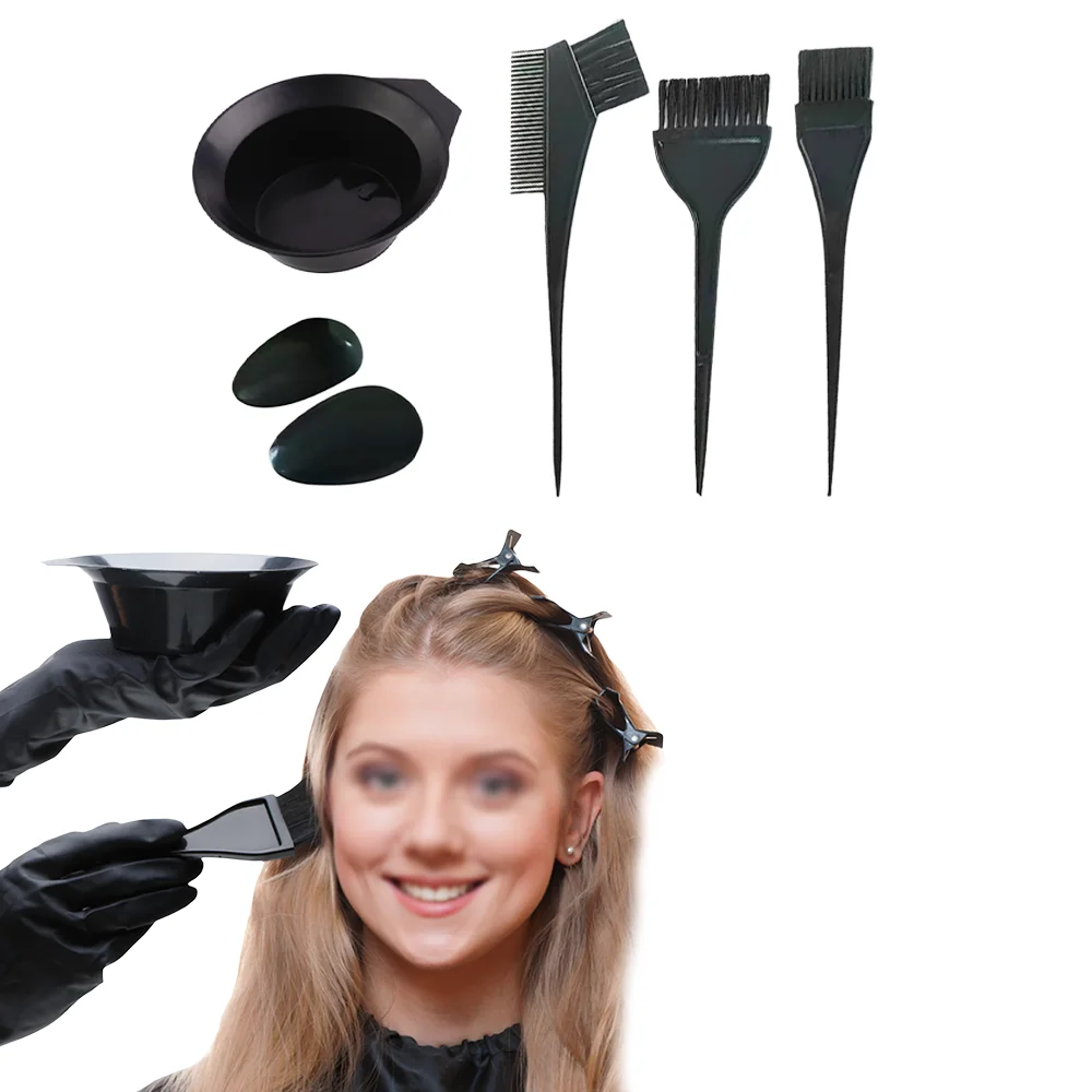 8Pcs Hair Dyeing Kit Set with Bowl Brushes Clips Gloves, Professional Home Salon Coloring Tools for DIY Hair Color