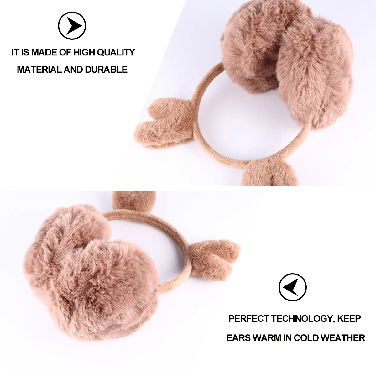 Paraorecchie Invernali a Forma di Corna di Renna per Donne e Bambini, Copri Orecchie Caldi con Design Ricamato a Cartone Animato, Regalo per Ragazze