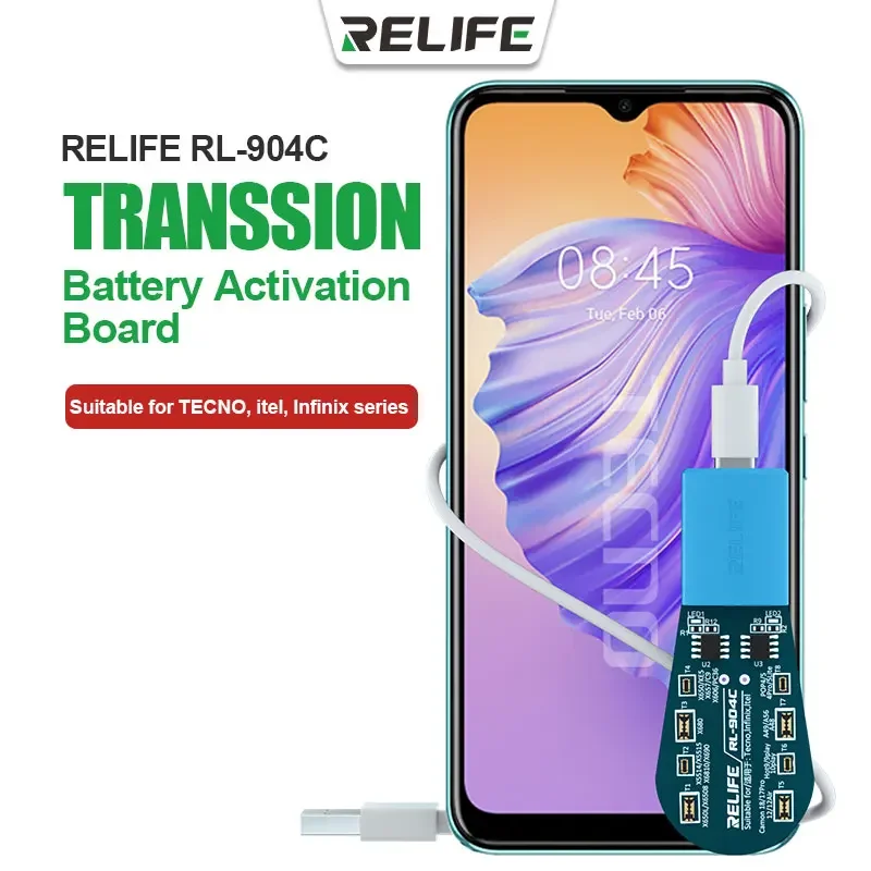 

Карта активации аккумулятора RELIFE RL-904C, Интеллектуальное распознавание, блок питания Type-C для серии TECNO, Itel, Infinix