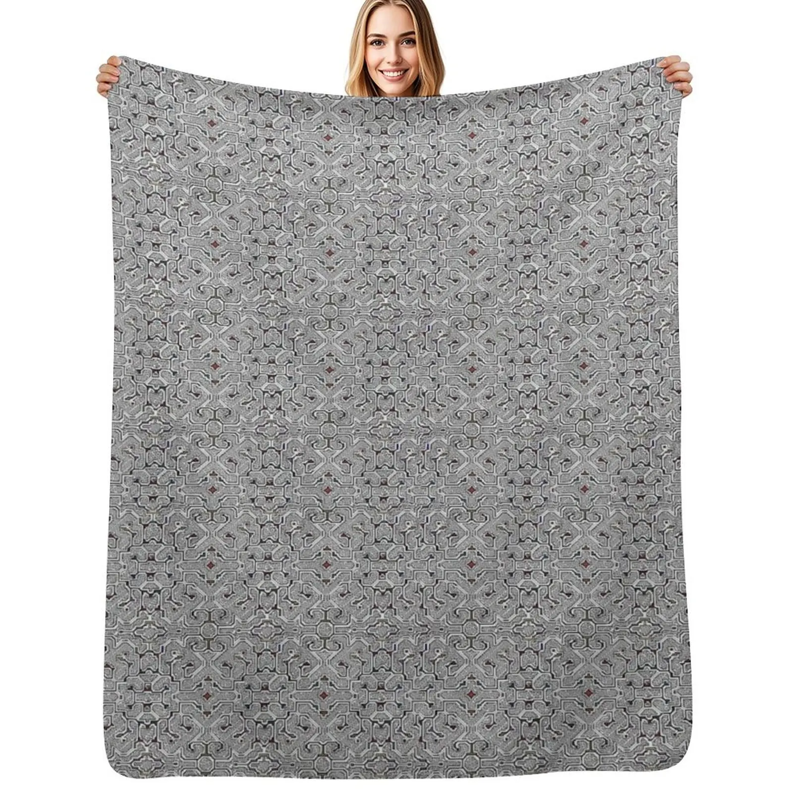 Shipibo Conibo White Peru Jungle Pattern Peruvian Rainforest Amazon Tribal Design Throw Blanket for babies Plaid Blankets