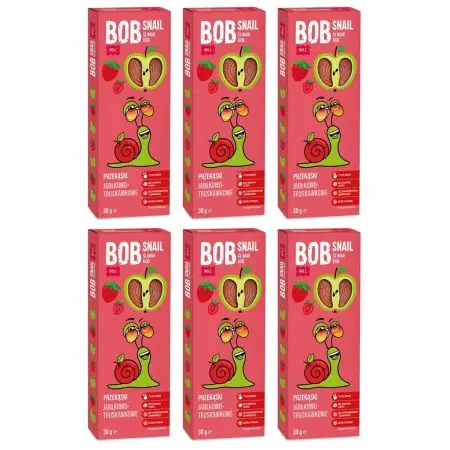 Bob Snail Przekąska jabłko-truskawkowa z owoców bez dodatku cukru Zestaw 6 x 30 g