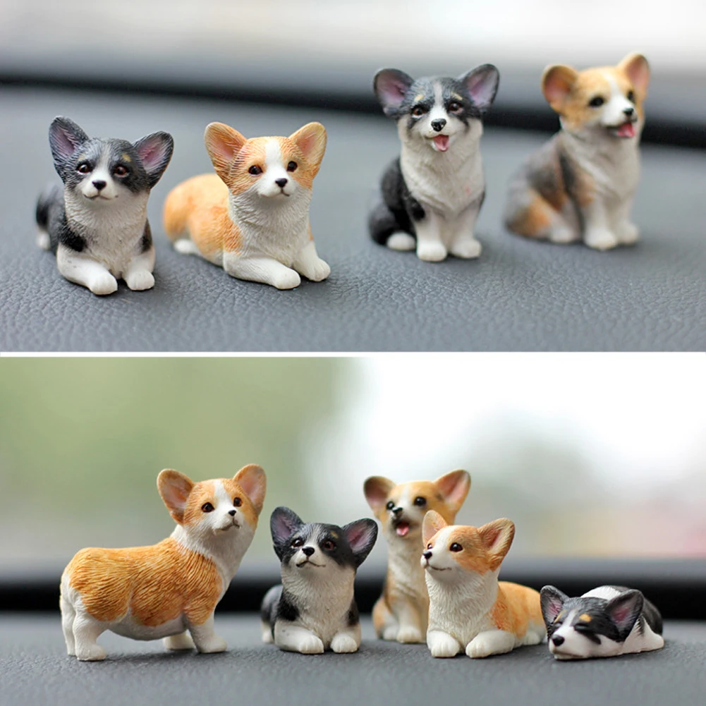 Cute Mini Resin Doll Car Auto Interior Ornament Dashboard Dog Toys Accessories Corgi Decorate Exquisite Puppy Gift Decorations