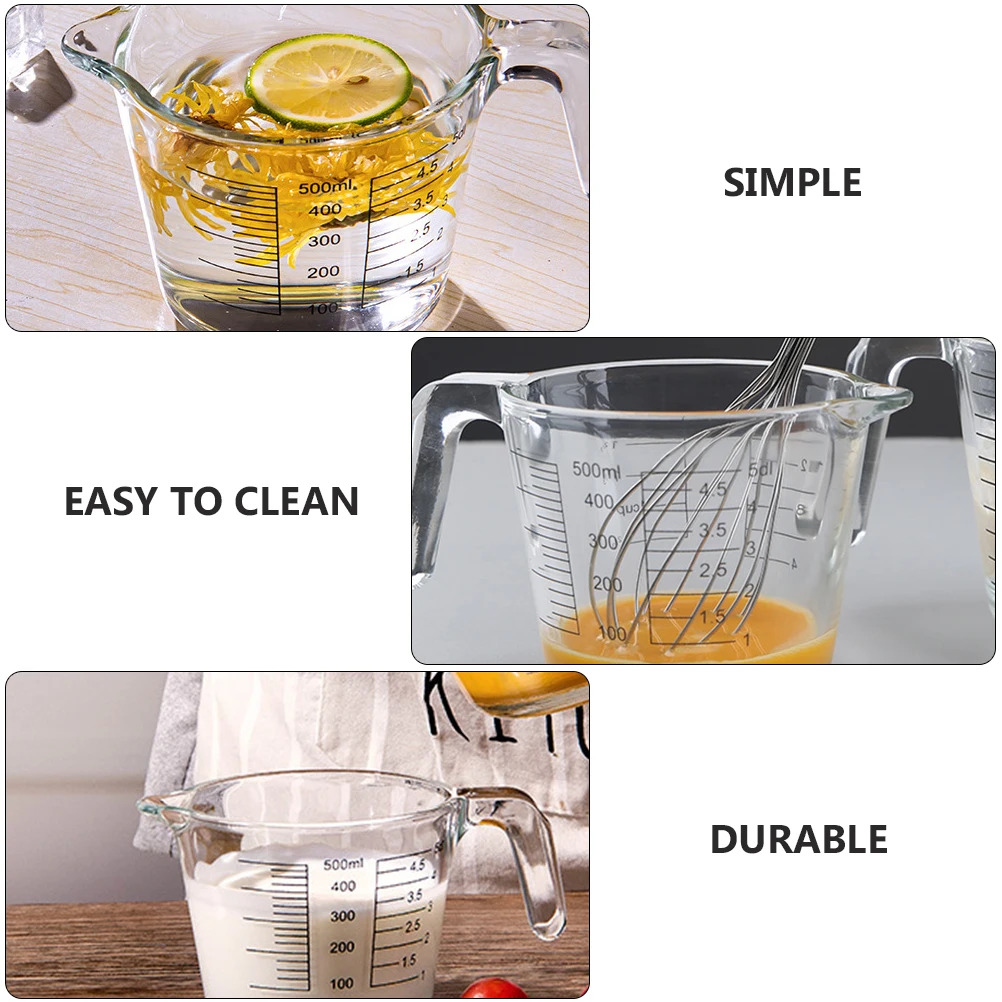 

Glass Measuring Jug Graduated Cup Kitchen Home Practical Scale Water Pitcher Liquid Storage Juice Cream Oil Stain Resistant