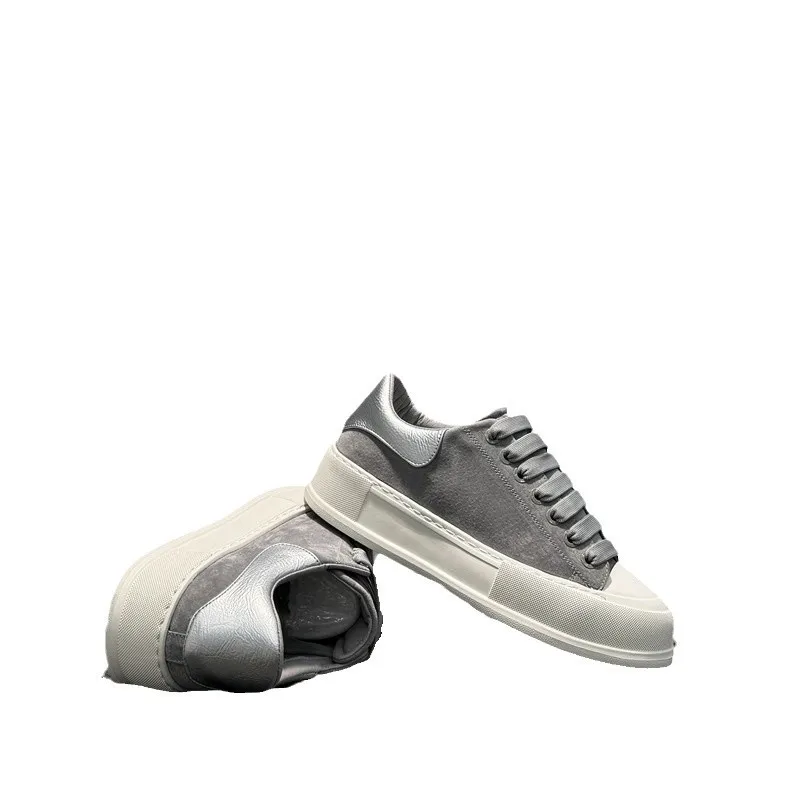 

Leather men's new lace-up low-top shoes trendy thick-soled versatile sports and leisure shoes