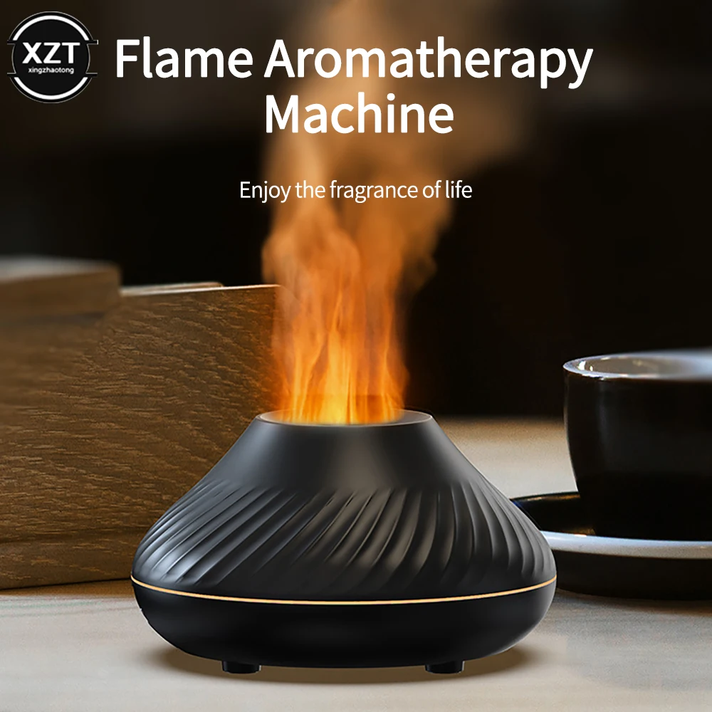Portable Aroma Diffuser 130ml USB Rechargeable with Color Night Light Fragrance Volcanic Flame Aroma Diffuser Essential Oil Lamp