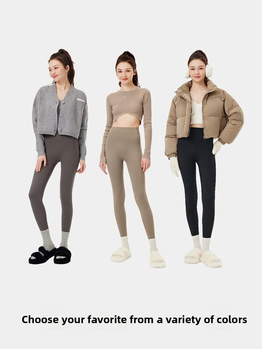 Pantaloni da yoga in pelle arca da donna foderati in Fce sottili a vita alta lunghi per il controllo della pancia pantaloni dimagranti per il sollevamento del sedere