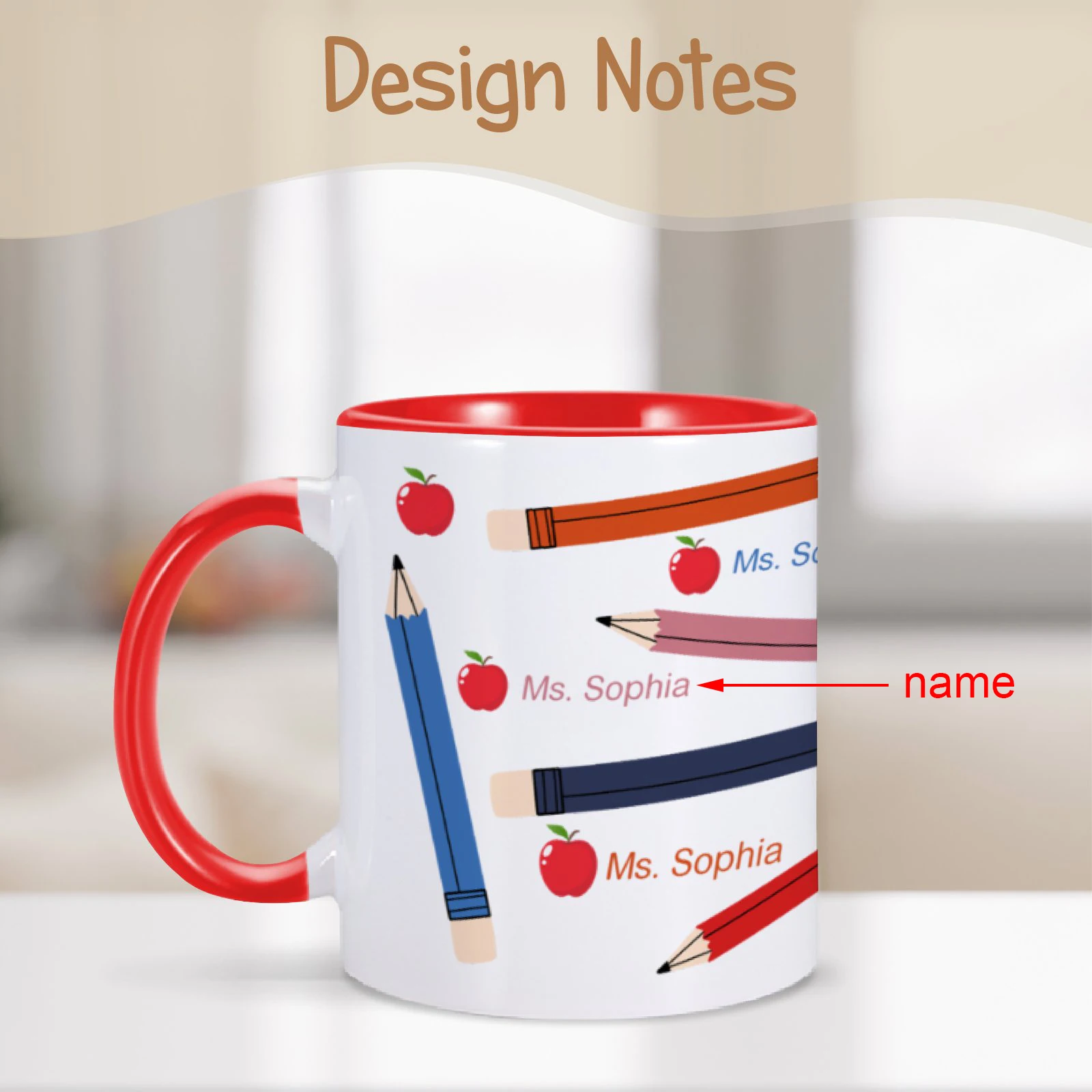 Custom Teacher's Name Coffee Mug Appreciation Gift for Women Office Tea Water Cup Personalized Cute Cups 11 Oz Hot Cocoa Mugs