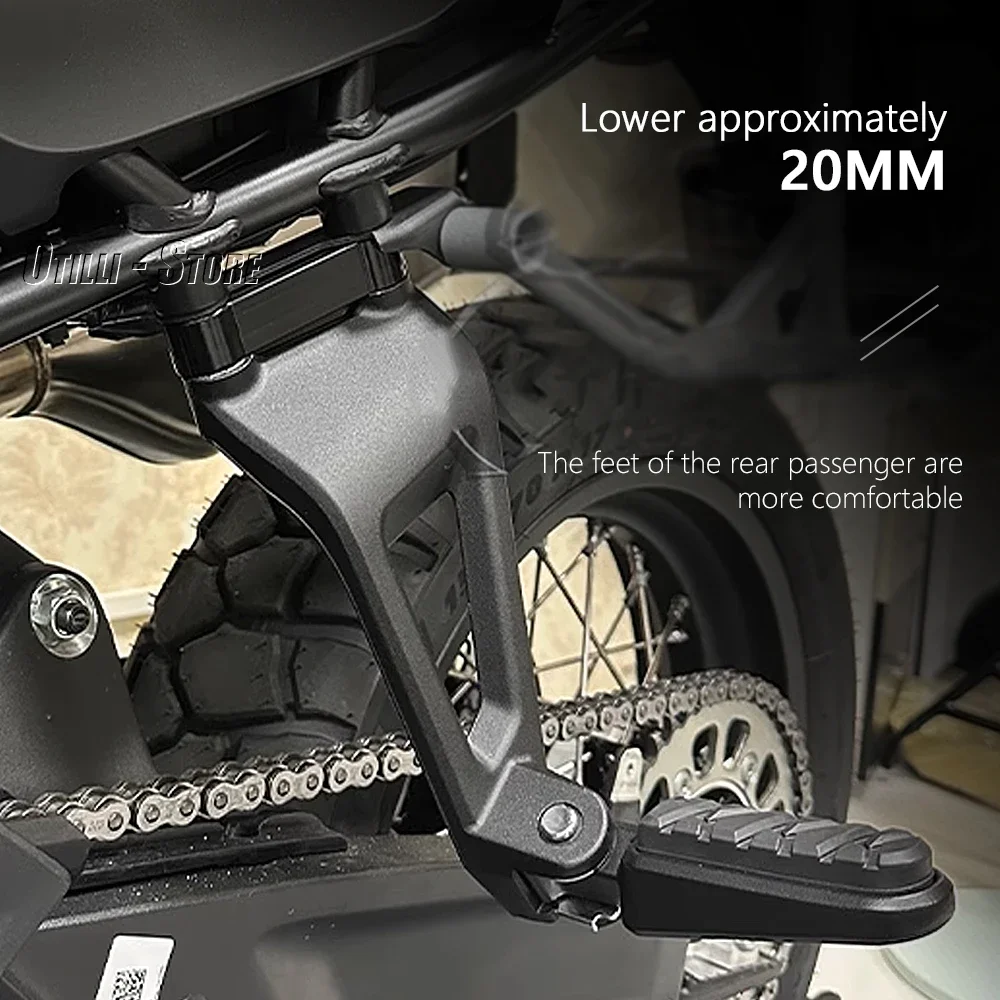 

For CFMOTO 800MT 800 MT 800mt 2023 New Motorcycle Accessories Black Lower Rear Seat Passenger Pedals Lowering 20mm Bracket Kit