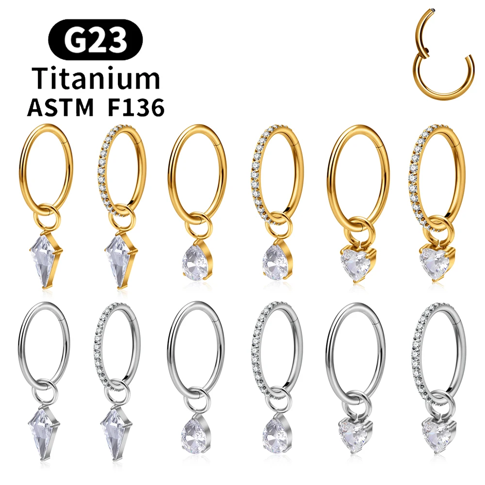 ASTM F136 Titan Birnenherz Kite CZ Drape Rook Ohrring 16G Clicker Hoop Knorpel Tragus Conch Lobe Helix Piercing Schmuck – Detail 2